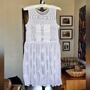 Free People Embroidered Fit Flare Geometric Dress